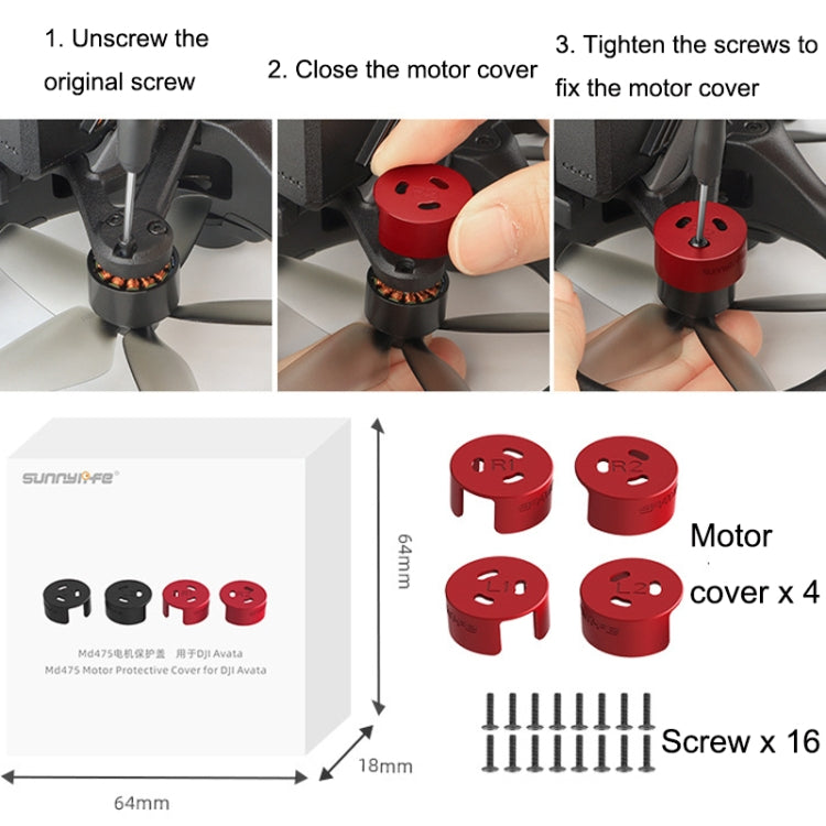 4 PCS / Set Sunnylife AT-MD475 Dust-proof Waterproof Aluminum Alloy Motor Cover For DJI Avata(Red) - DJI & GoPro Accessories by buy2fix | Online Shopping UK | buy2fix