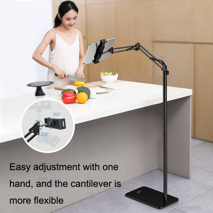 SSKY L10 Home Cantilever Ground Phone Holder Tablet Support Holder, Style: Fixed+Phone Clip (Black) - Lazy Bracket by SSKY | Online Shopping UK | buy2fix