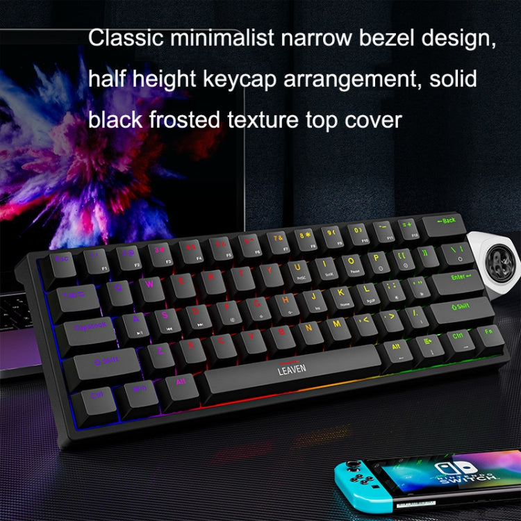 LEAVEN K620 61 Keys Hot Plug-in Glowing Game Wired Mechanical Keyboard, Cable Length: 1.8m, Color: White Black Green Shaft - Wired Keyboard by LEAVEN | Online Shopping UK | buy2fix