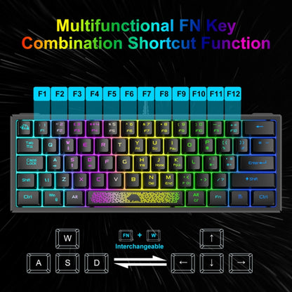 ZIYOULANG K61 62 Keys Game RGB Lighting Notebook Wired Keyboard, Cable Length: 1.5m(White Blue) - Wired Keyboard by ZIYOULANG | Online Shopping UK | buy2fix