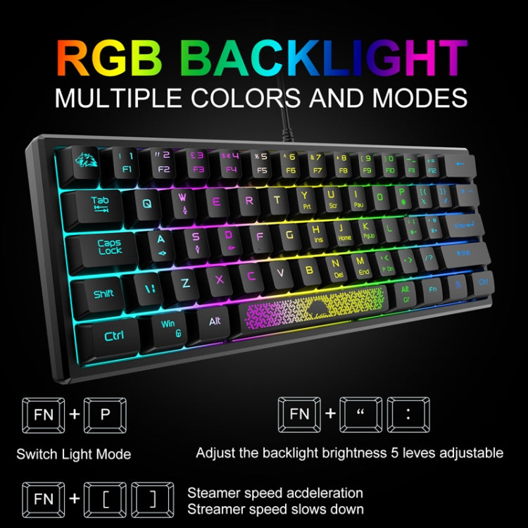 ZIYOULANG K61 62 Keys Game RGB Lighting Notebook Wired Keyboard, Cable Length: 1.5m(White Blue) - Wired Keyboard by ZIYOULANG | Online Shopping UK | buy2fix