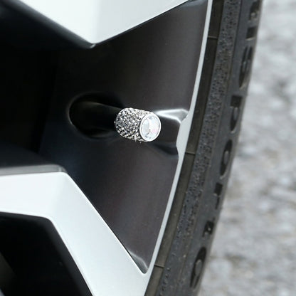 Car Tyre Aluminium Full Diamond Valve Cap With Seal(Shiny Black) - In Car by buy2fix | Online Shopping UK | buy2fix