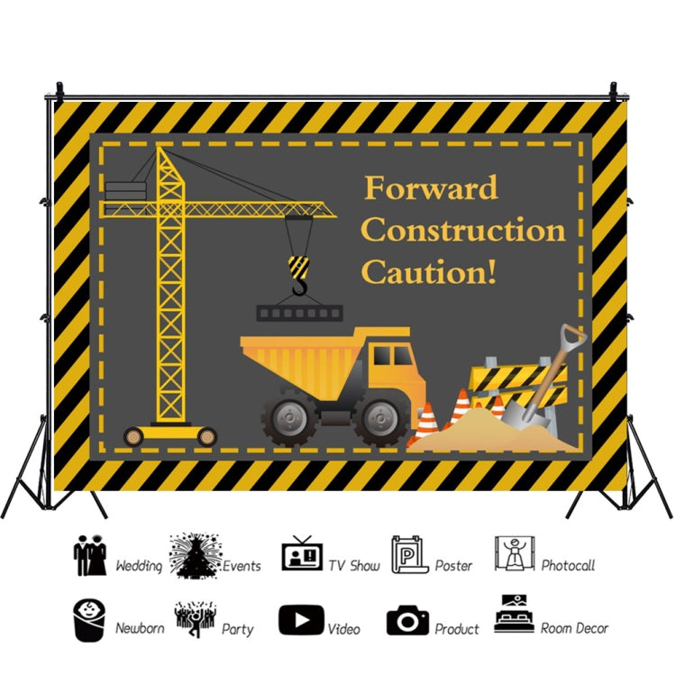 1.5m x 1m  Construction Vehicle Series Happy Birthday Photography Background Cloth(Mdn09841) - Camera Accessories by buy2fix | Online Shopping UK | buy2fix