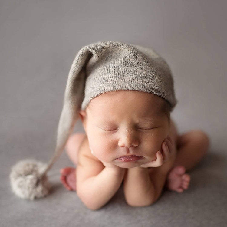 Newborn Photography Clothing Baby Photography Fur Ball Knitted Long Tail Hat(Light Blue) - Camera Accessories by buy2fix | Online Shopping UK | buy2fix