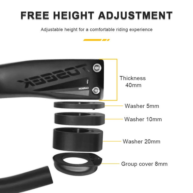 TOSEEK TR5500 Integrated Bending Handlebar Carbon Fiber Bike Grips, Size: 42x12cm - Outdoor & Sports by TOSEEK | Online Shopping UK | buy2fix