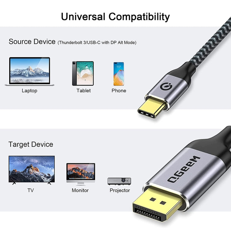 QGeeM QG-UA13 Type-C To DP 4K 60Hz Nylon Braided Adapter Cable, Length: 1.2m - Computer & Networking by QGeeM | Online Shopping UK | buy2fix