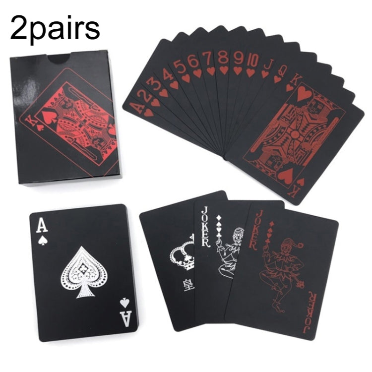 2pairs 54pcs Waterproof Plastic Poker Table Games Cards PVC Magic Playing Cards(Red) - Gambling by buy2fix | Online Shopping UK | buy2fix