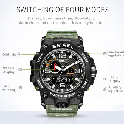 SMAEL 1545D Chronograph Calendar Alarm Clock Night Light Waterproof Watch Outdoor Men Watch(Silver) - Sport Watches by SMAEL | Online Shopping UK | buy2fix