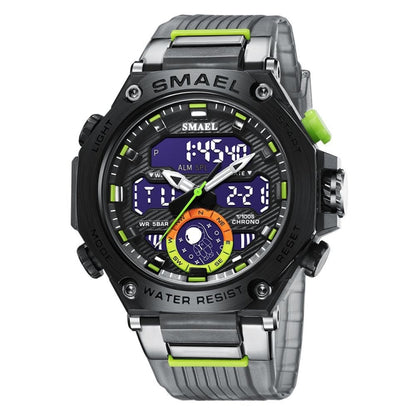 SMAEL 8069 Outdoor Multifunctional Waterproof Sports Alloy Luminous Watch(Gray) - LED Digital Watches by SMAEL | Online Shopping UK | buy2fix