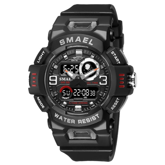 SMAEL 8063 Outdoor Electronic Alarm Sports Watch Double Showed Astronaut Student Watch(Black Silver) - Sport Watches by SMAEL | Online Shopping UK | buy2fix