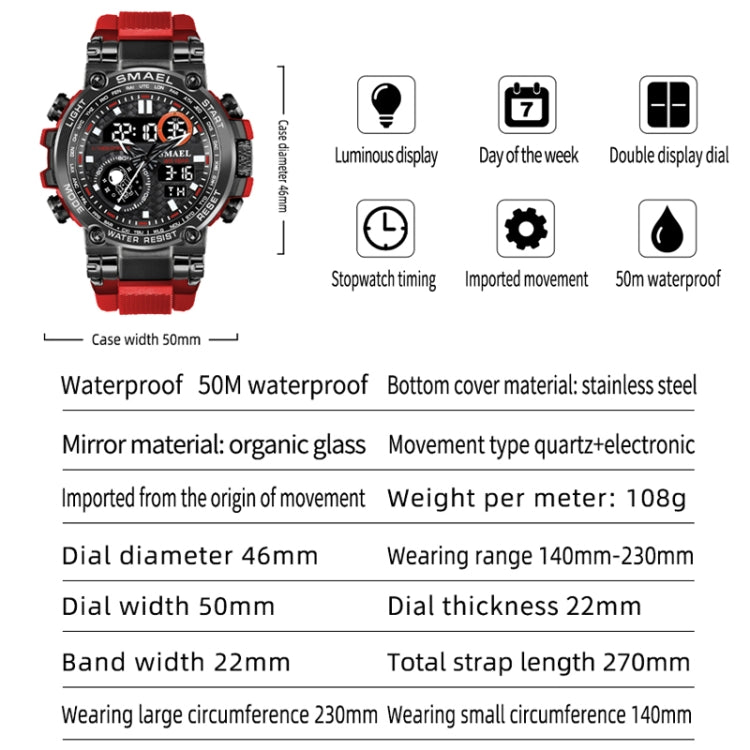 SMAEL 1803B Outdoor Waterproof Multifunctional Alloy Sports Watch(Lake Blue) - Sport Watches by SMAEL | Online Shopping UK | buy2fix
