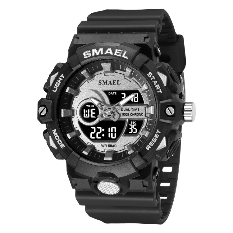 SMAEL 8081 Multifunctional Waterproof Luminous Numeric Digital Dual Display Outdoor Sports Watch(Black White) - LED Digital Watches by SMAEL | Online Shopping UK | buy2fix