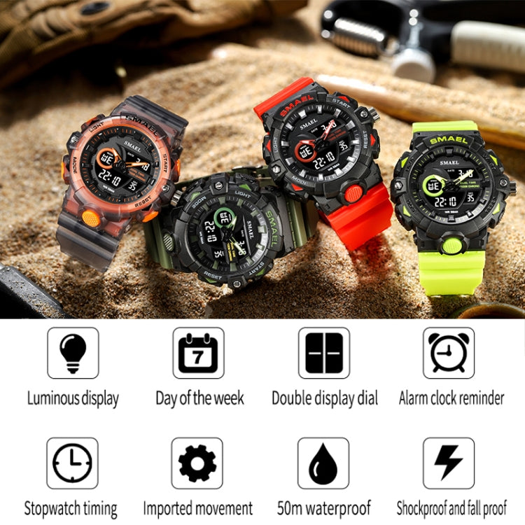 SMAEL 8081 Multifunctional Waterproof Luminous Numeric Digital Dual Display Outdoor Sports Watch(Black White) - LED Digital Watches by SMAEL | Online Shopping UK | buy2fix