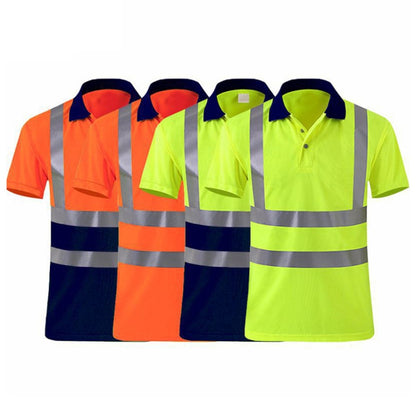 Reflective Quick-drying T-shirt Lapel Short-sleeved Safety Work Shirt, Size: XXXXL(Fluorescent Yellow) - Workplace Safety Supplies by buy2fix | Online Shopping UK | buy2fix