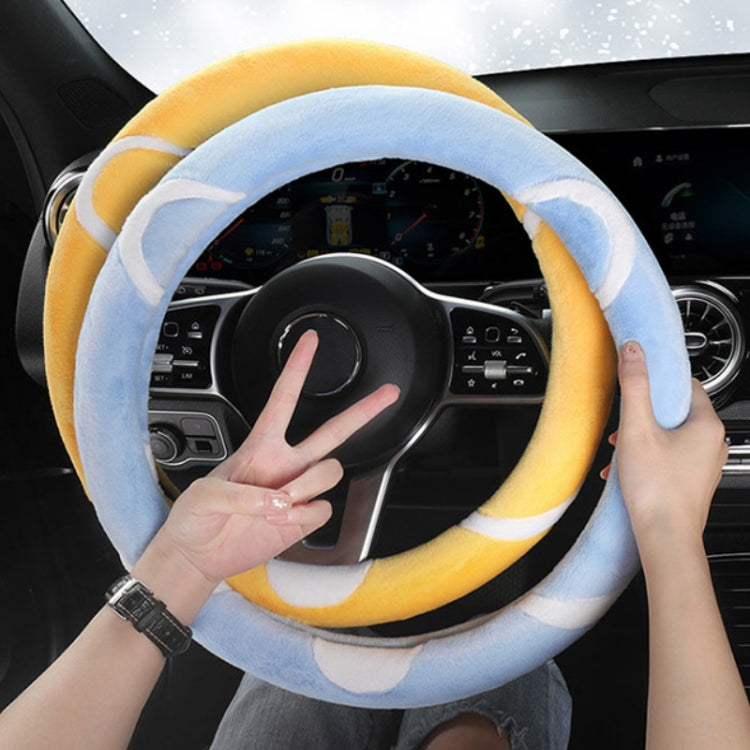 Car Steering Wheel Cartoon Short Fluff Handle Cover, Size: 38cm(Black White D Shape) - In Car by buy2fix | Online Shopping UK | buy2fix