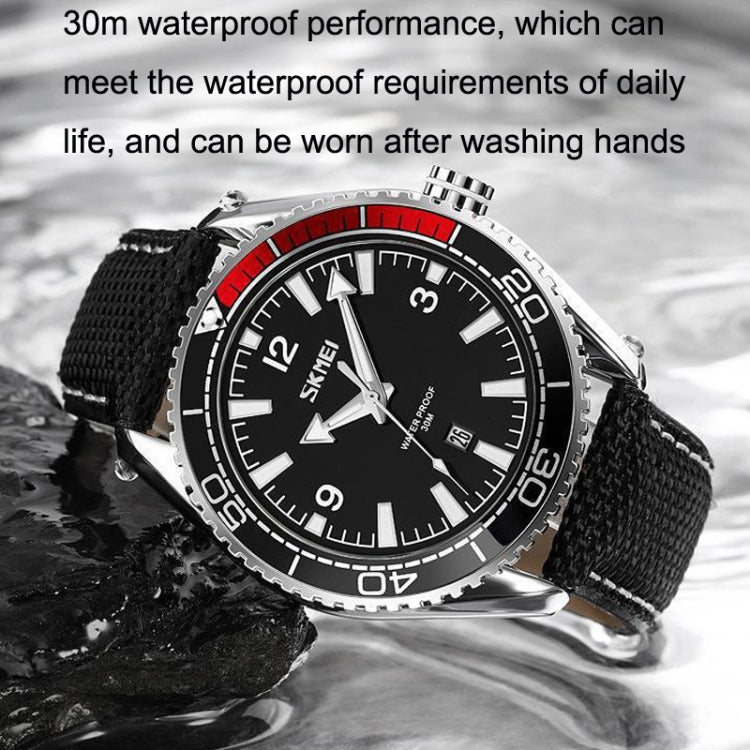 SKMEI 9291 Rotatable Dial Men Watch Outdoor Casual Business Waterproof Quartz Watch(Black) - Leather Strap Watches by SKMEI | Online Shopping UK | buy2fix