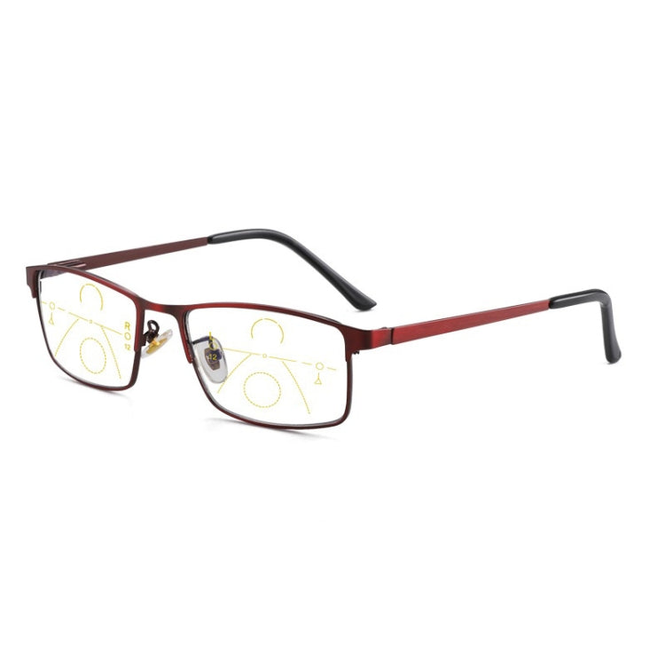 Progressive Multifocal Presbyopic Glasses Anti-blue Light Mobile Phone Glasses, Degree: +300(Wine Red) - Presbyopic Glasses by buy2fix | Online Shopping UK | buy2fix