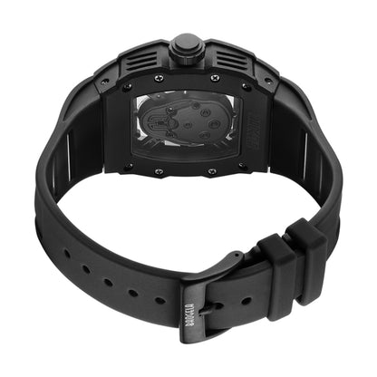 BAOGELA 224141 Hollow Skull Luminous Sports 304 Stainless Steel Silicone Men Watch(Steel Shell White Face Black Belt) - Silicone Strap Watches by BAOGELA | Online Shopping UK | buy2fix