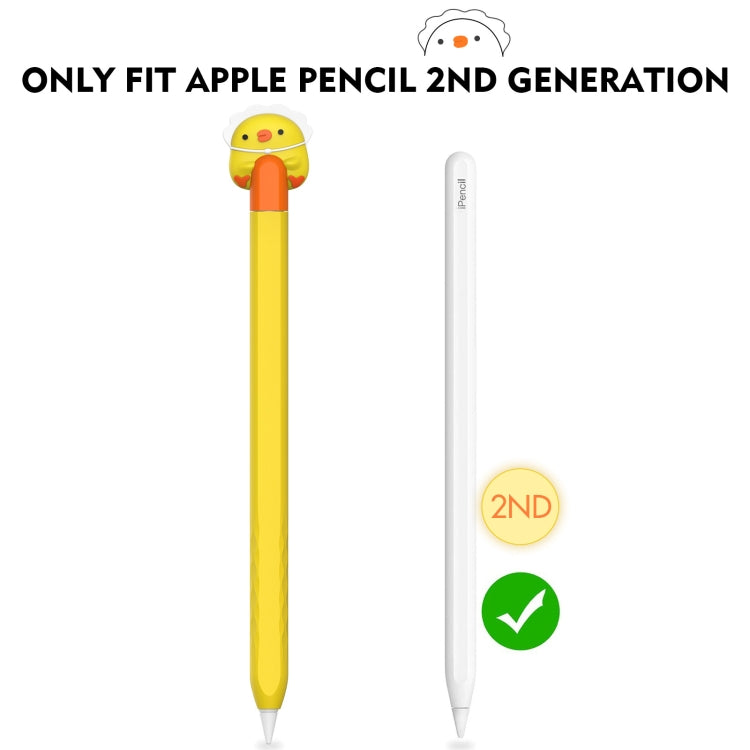 For Apple Pencil 2 AhaStyle PT-LC129 Pen Case Cartoon Silicone Protective Case(Chicken Orange) - Pencil Accessories by AhaStyle | Online Shopping UK | buy2fix