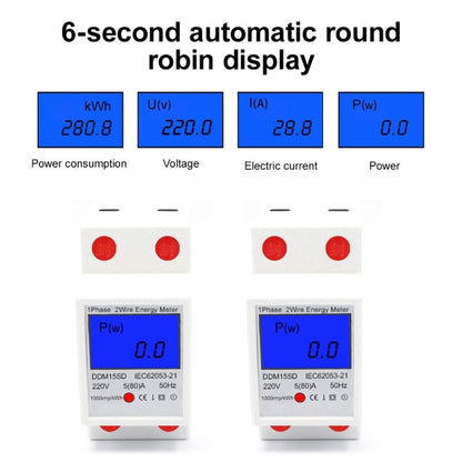DDM15SD 5 (20) A Single-phase Multi-function Rail Meter with Backlight LCD Display - Current & Voltage Tester by buy2fix | Online Shopping UK | buy2fix