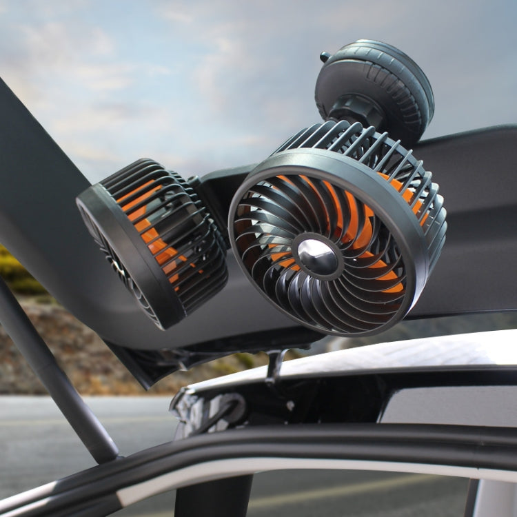 F6026 Large Suction Cup Vehicle-Mounted Double-Head Fan, Model: USB - Heating & Fans by buy2fix | Online Shopping UK | buy2fix