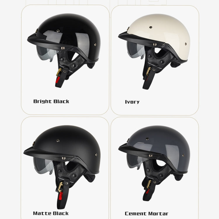 SOMAN Motorcycle Half Helmet Adjustable Helmet With Inner Mirror, Size: M(Bright Black) - Helmets by SOMAN | Online Shopping UK | buy2fix