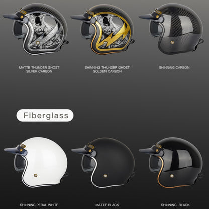 SOMAN Motorcycle Four Seasons Carbon Fiber Half Helmet, Color: Carbon Fiber Gold Lightning(XL) - Helmets by SOMAN | Online Shopping UK | buy2fix