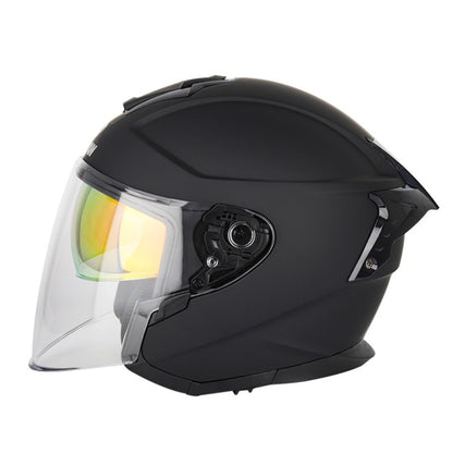 SOMAN Motorcycle Electric Bicycle Dual Lens Riding Helmet, Size: M(Matte Black) - Helmets by SOMAN | Online Shopping UK | buy2fix