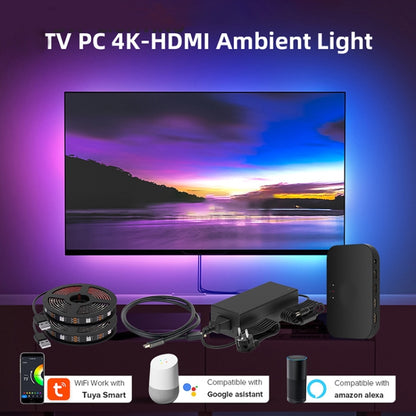 HDMI 2.0-PRO Smart Ambient TV Led Backlight Led Strip Lights Kit Work With TUYA APP Alexa Voice Google Assistant 2 x 1.5m(UK Plug) - Casing Waterproof Light by buy2fix | Online Shopping UK | buy2fix