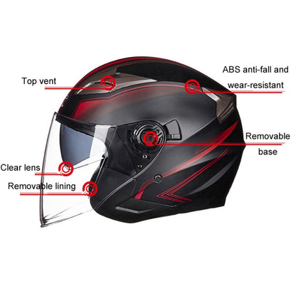 GXT 708 Electric Vehicle Dual Lens Helmet Four Seasons Safety Helmet, Size: M(Bright Black Gray) - Helmets by GXT | Online Shopping UK | buy2fix