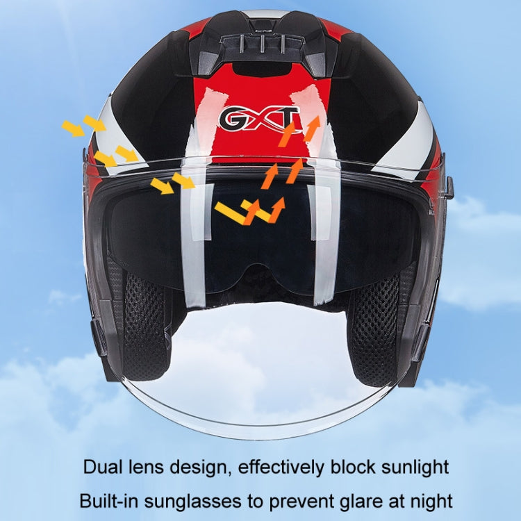 GXT Electric Vehicle Four Seasons Sun Protection & Windshield Double Lens Helmet, Size: XL(Bright Black Red) - Helmets by GXT | Online Shopping UK | buy2fix