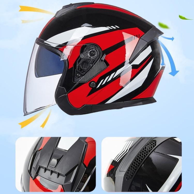 GXT Electric Vehicle Four Seasons Sun Protection & Windshield Double Lens Helmet, Size: XL(Matt Black Red) - Helmets by GXT | Online Shopping UK | buy2fix