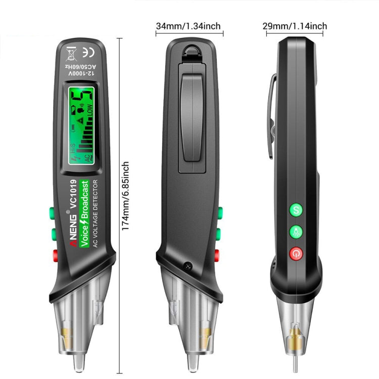ANENG VC1019 Non-Contact Induction Electric Pen High-Precision Line Detection Breakpoint Voice Test Pen(Black) - Current & Voltage Tester by ANENG | Online Shopping UK | buy2fix