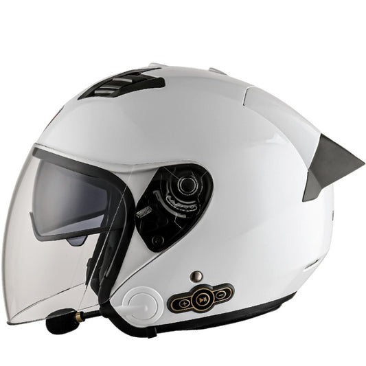 KUQIBAO Motorcycle Smart Bluetooth Sun Protection Double Lens Safety Helmet, Size: XXL(White+Gray Tail) - Helmets by KUQIBAO | Online Shopping UK | buy2fix