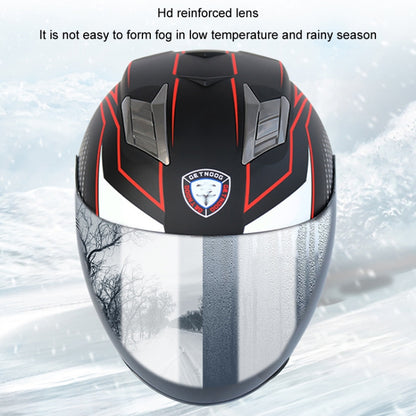 KUQIBAO Motorcycle Smart Bluetooth Sun Protection Double Lens Safety Helmet, Size: L(Matte Black+Black Tail) - Helmets by KUQIBAO | Online Shopping UK | buy2fix