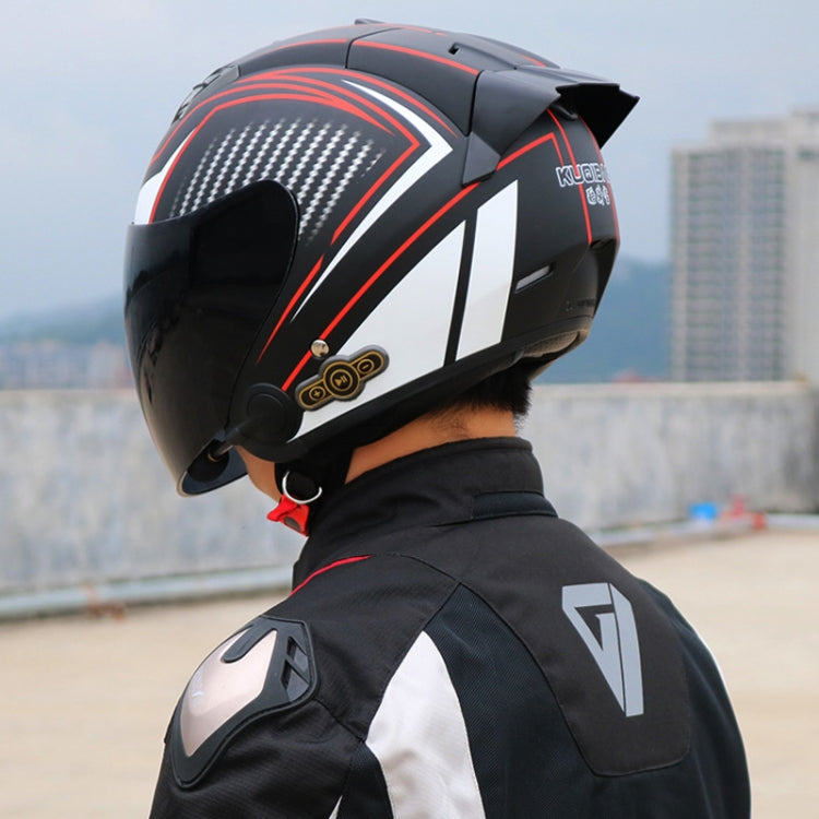 KUQIBAO Motorcycle Smart Bluetooth Sun Protection Double Lens Safety Helmet, Size: M(White Phantom Fiber) - Helmets by KUQIBAO | Online Shopping UK | buy2fix