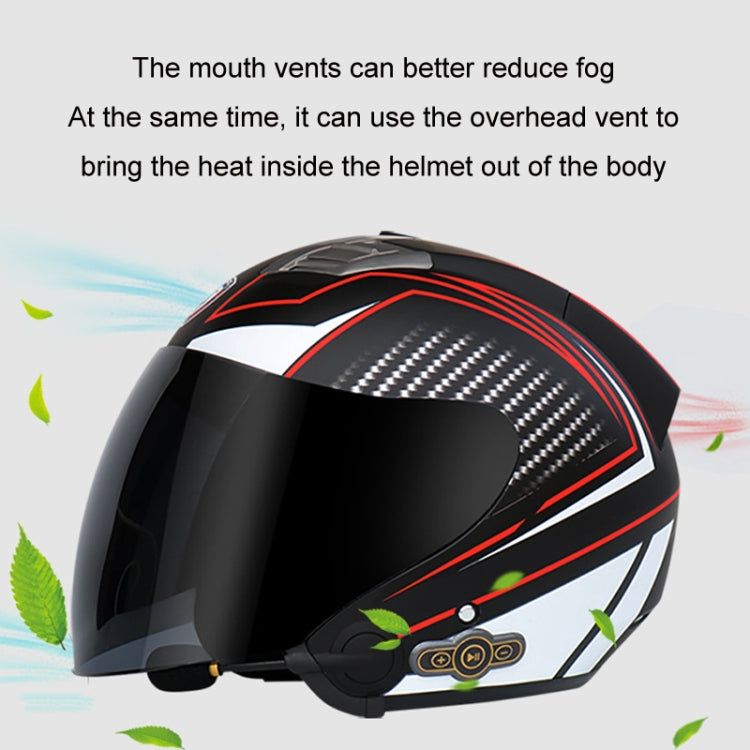 KUQIBAO Motorcycle Smart Bluetooth Sun Protection Double Lens Safety Helmet, Size: M(Matte Black Phantom Fiber) - Helmets by KUQIBAO | Online Shopping UK | buy2fix