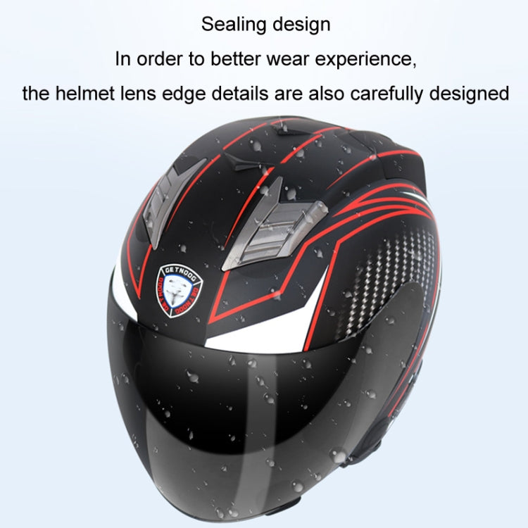 KUQIBAO Motorcycle Smart Bluetooth Sun Protection Double Lens Safety Helmet, Size: M(Bright Black+Gray Tail) - Helmets by KUQIBAO | Online Shopping UK | buy2fix