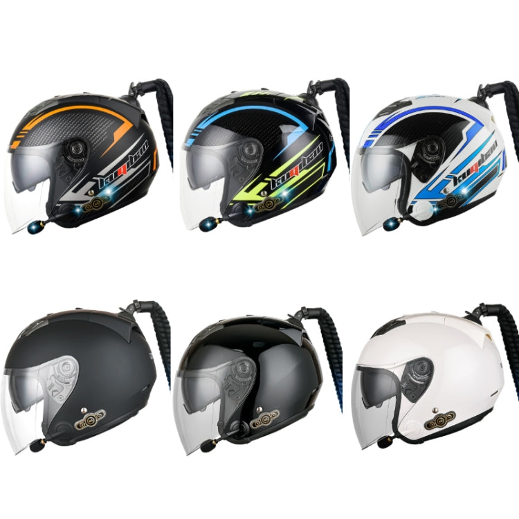 KUQIBAO Motorcycle Bluetooth Headset Double Lens Helmet With Braid, Size: XL(Fruits Black Phantom Fiber) - Helmets by KUQIBAO | Online Shopping UK | buy2fix