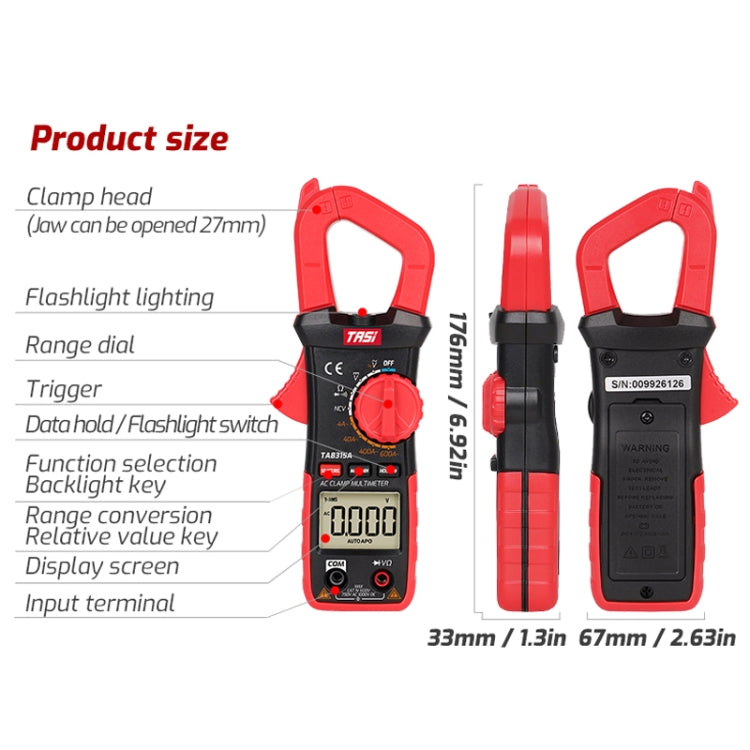 TASI TA8315B Clamp Type Multimeter High Precision Digital Ammeter - Digital Multimeter by TASI | Online Shopping UK | buy2fix