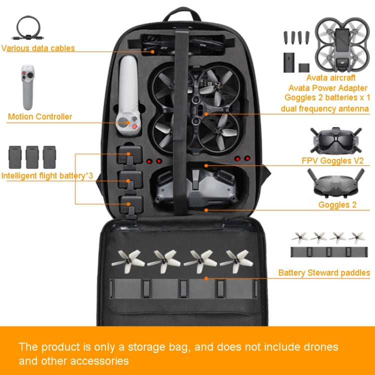 For DJI AVATA Storage Bag Hard Shell Waterproof Shoulder Bag Backpack(Yellow EVA Lining) - Case & Bags by buy2fix | Online Shopping UK | buy2fix