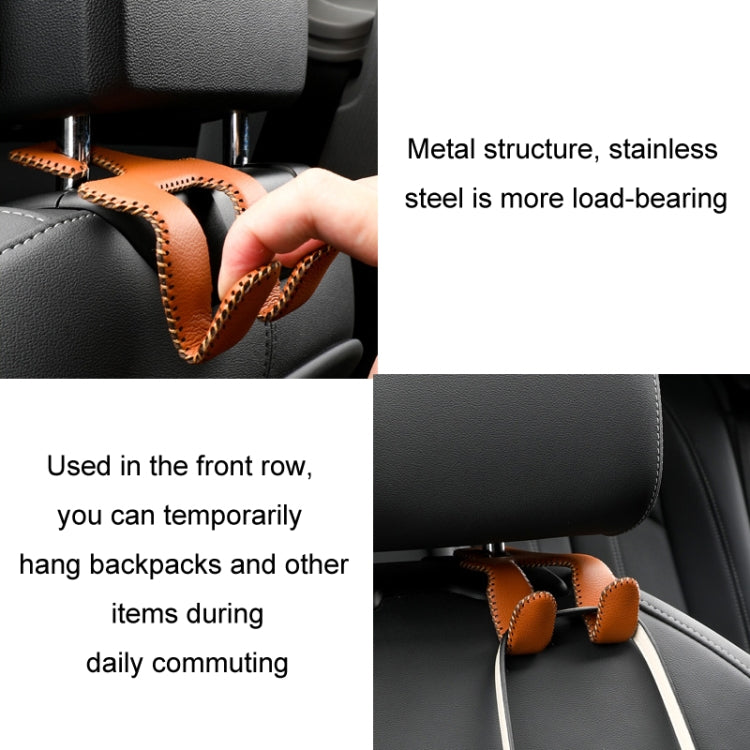 Car Double Hook Stainless Steel Rear Headrest Mobile Phone Holder(Black Red Line) - Auto Fastener & Clips by buy2fix | Online Shopping UK | buy2fix