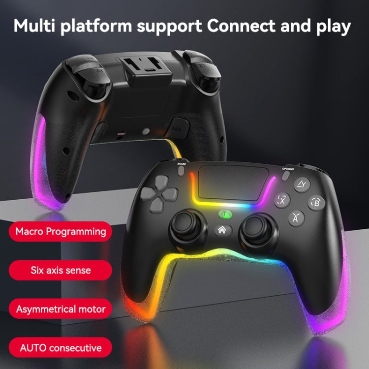 For PS4 Dazzle Color Light Wireless Bluetooth Grip(Black) - Gamepads by buy2fix | Online Shopping UK | buy2fix