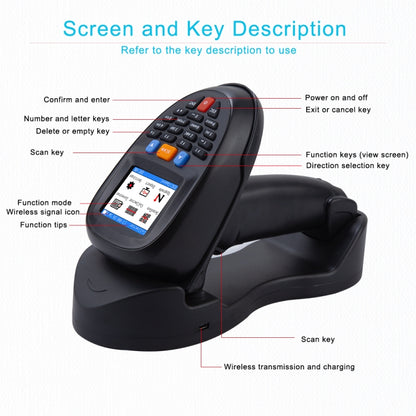 2D  Wireless Barcode Reader Scanner Data Collector With 2.2-Inch LCD Screen - Barcode Scanner by buy2fix | Online Shopping UK | buy2fix