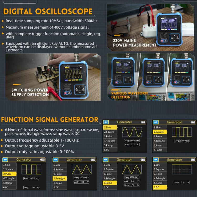 FNIRSI 3 In 1 Handheld Digital Oscilloscope LCR Transistor Tester, Specification: Upgrade - Digital Multimeter by FNIRSI | Online Shopping UK | buy2fix