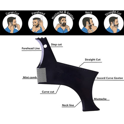 3 PCS Beard Styling Template Stencil Men Comb All-In-One Beard Shaping Tool(Black) - Hair Trimmer by buy2fix | Online Shopping UK | buy2fix