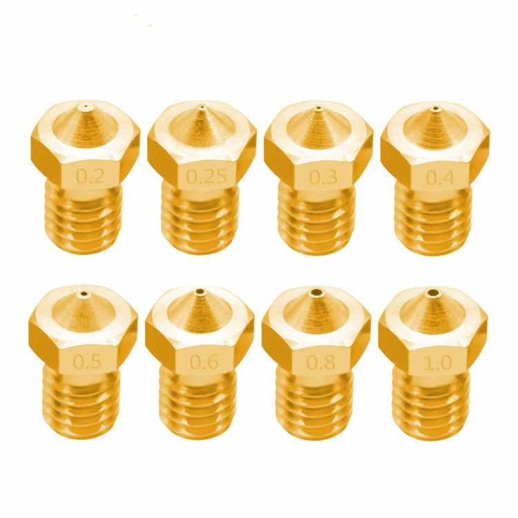 8 PCS Bugatti 3D Printer Accessories E3D-V5 V6 Nozzle M6 Thread Consumables Hot Nozzle, Size:1.75/0.2mm - Consumer Electronics by buy2fix | Online Shopping UK | buy2fix