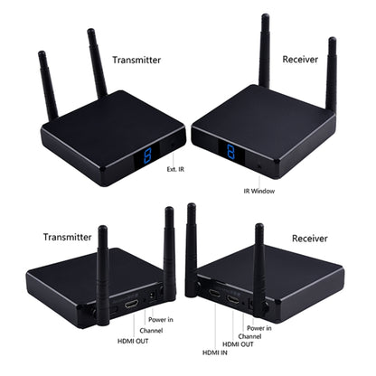 Measy FHD686 Full HD 1080P 3D 5-5.8GHz Wireless HDMI Transmitter (Transmitter + Receiver) with Display, Supports Infrared Remote Control & Wireless Same Screen Function, Transmission Distance: 200m - Set Top Box & Accessories by Measy | Online Shopping UK | buy2fix