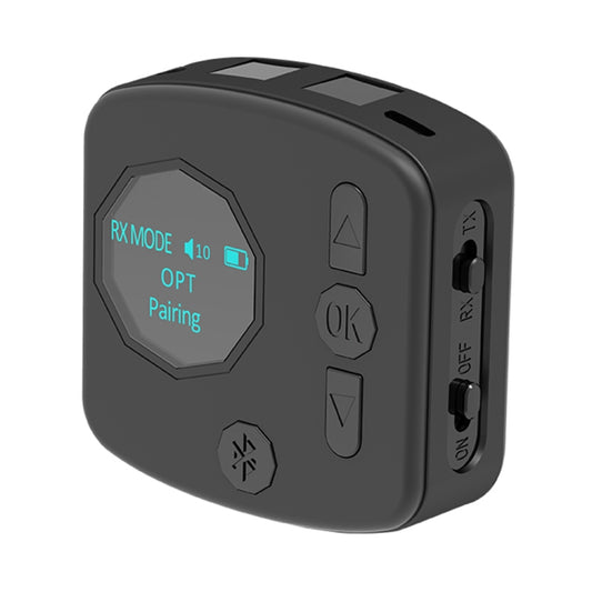 B38 2 in 1 Bluetooth 5.0 Audio Adapter Transmitter Receiver with OLED Display, Support Optical Fiber & AUX - Apple Accessories by buy2fix | Online Shopping UK | buy2fix