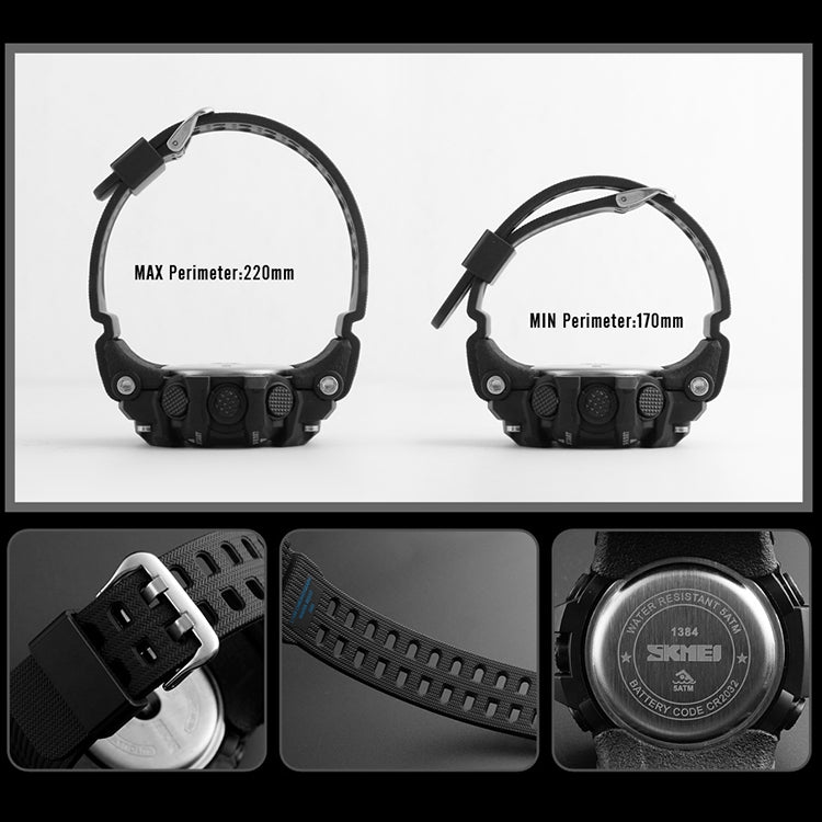 SKMEI 1384 Multifunctional Men Outdoor Fashion Noctilucent Waterproof LED Digital Watch (Khaki) - LED Digital Watches by SKMEI | Online Shopping UK | buy2fix